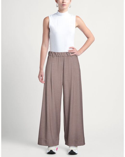 Myths Brown Light Pants Polyester, Viscose, Elastane