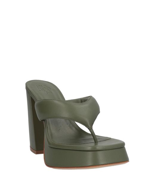 Gia Borghini Green Military Thong Sandal Leather