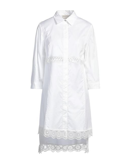 ALESSIA SANTI White Midi Dress Cotton, Elastane
