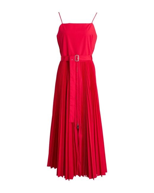 MEIMEIJ Red Midi Dress Polyester, Cotton