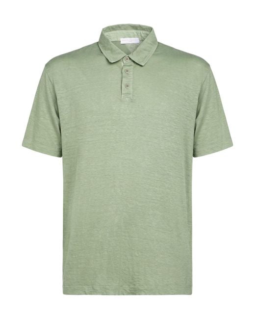 Daniele Fiesoli Green Polo Shirt Linen, Elastane for men