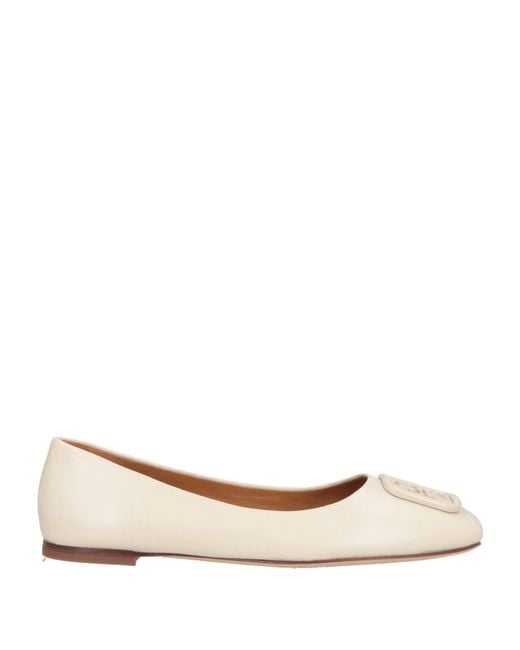 Tory Burch Natural Ivory Ballet Flats Leather