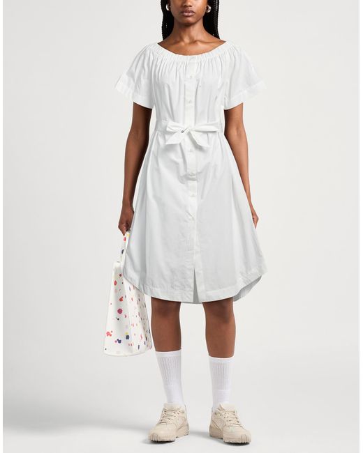 Ice Play White Midi Dress Cotton