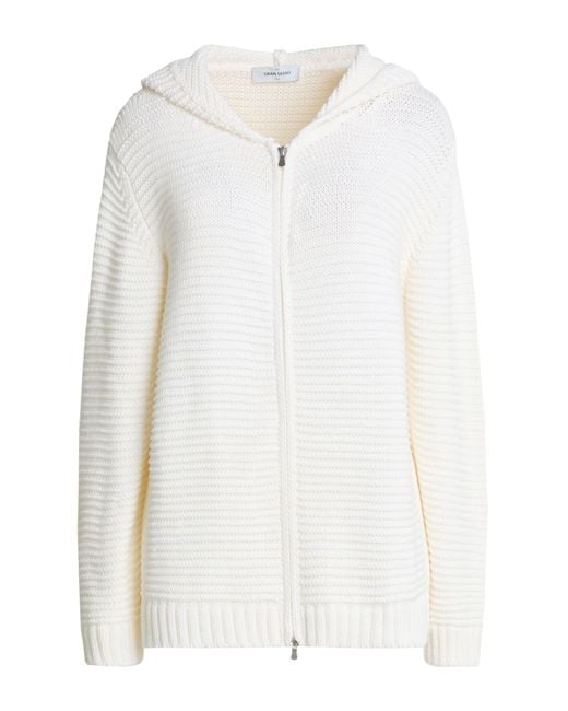 Gran Sasso White Cardigan Cotton, Polyamide