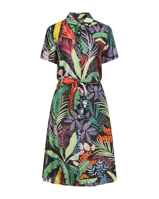 120% Lino Green Midi-Kleid
