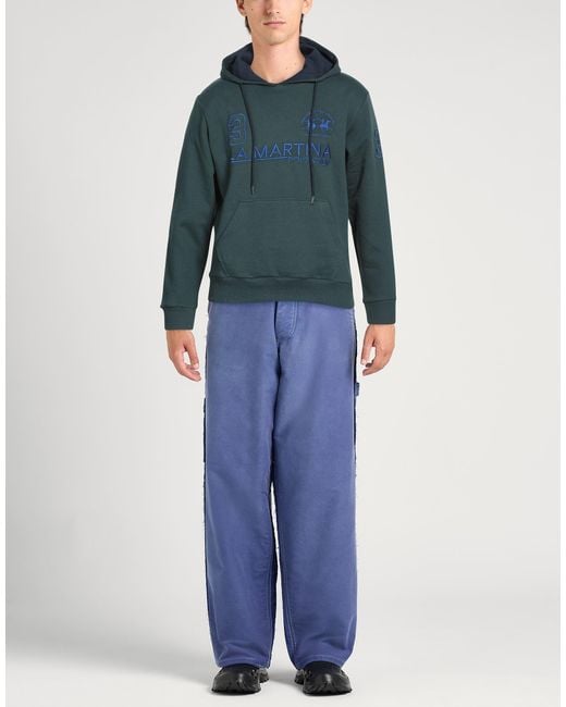 La Martina Blue Dark Sweatshirt Cotton for men