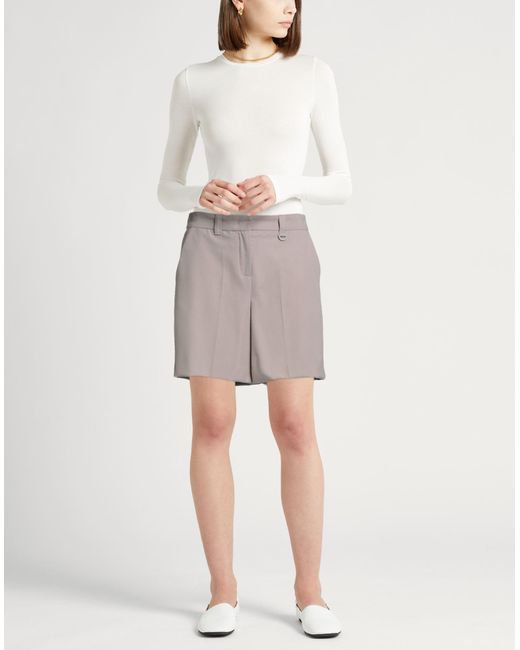 Marella Gray Monochrome Shorts & Bermuda Shorts Polyester, Viscose, Elastane