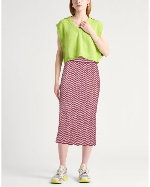 Akep Red Midi Skirt Polyamide, Metallic Fiber, Acrylic, Nylon, Alpaca Wool