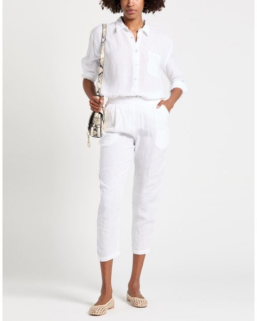 120% Lino White Pants Linen