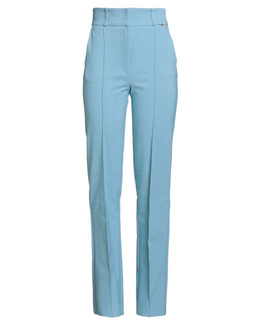 Elisabetta Franchi Blue 2 Essentials Azure Pants Polyester, Elastane