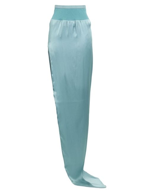 Rick Owens Blue Maxi Skirt Acetate, Viscose