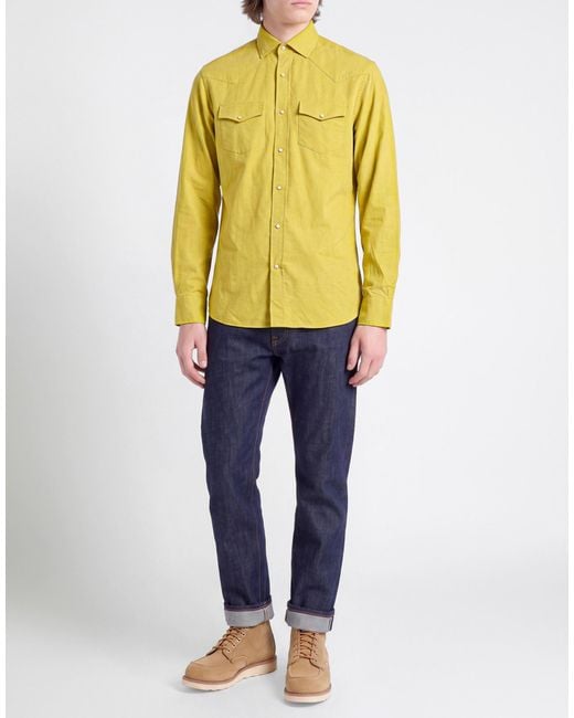 Moorer Yellow Shirt Cotton for men