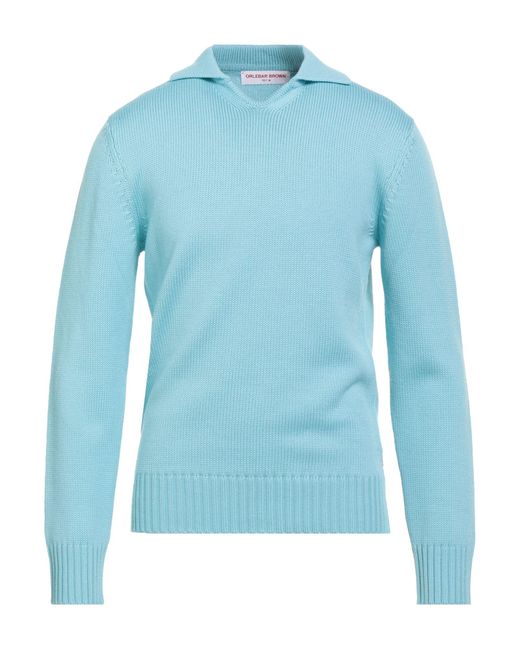 Orlebar Brown Blue Sweater Merino Wool for men