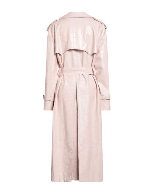MSGM Pink Overcoat & Trench Coat Polyester