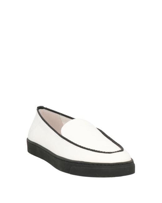 Giorgio Armani White Loafers Textile Fibers, Leather
