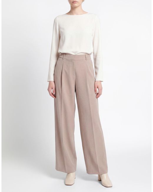 D.exterior Natural Khaki Pants Polyester, Elastane