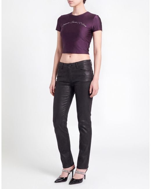 Versace Jeans Couture Purple Plum T-Shirt Polyamide, Elastane