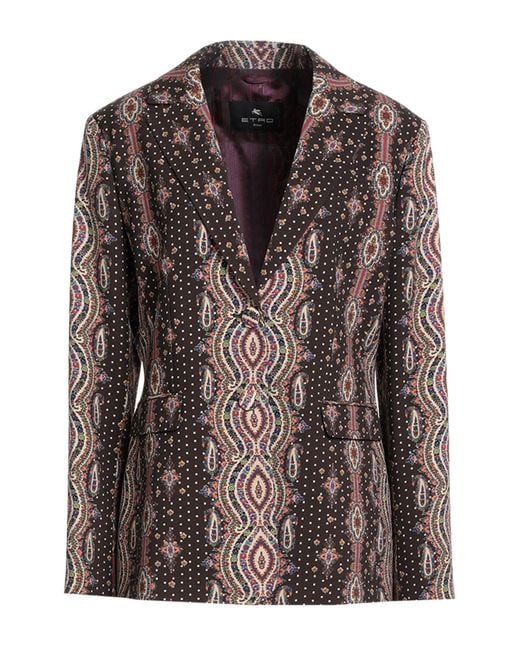 Etro Brown Blazer Virgin Wool, Elastane
