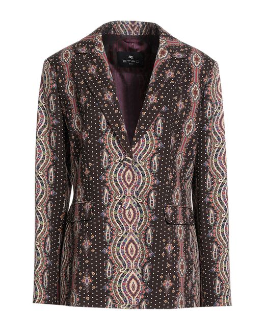 Etro Brown Blazer Virgin Wool, Elastane