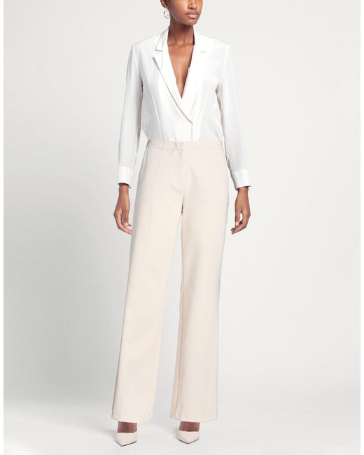 alma sanchez White Pants Polyester, Elastane