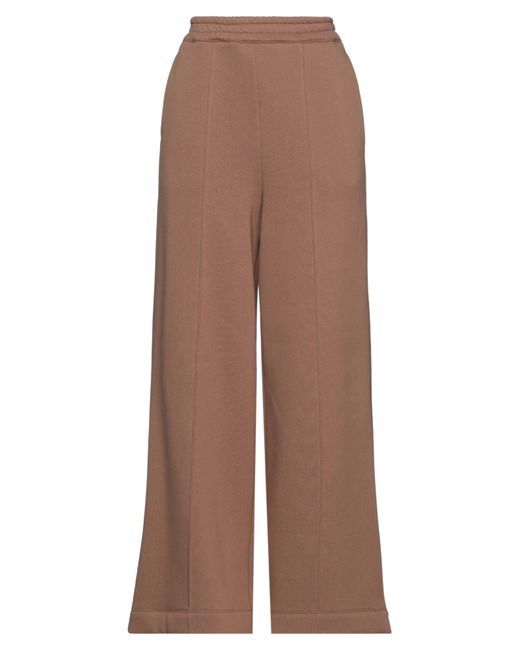 SOLOTRE Brown Camel Pants Cotton, Polyester