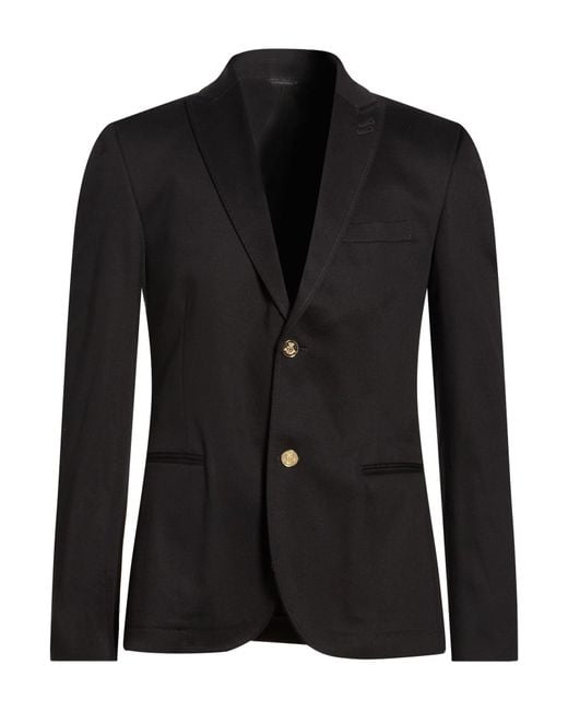 Daniele Alessandrini Black Blazer Cotton, Elastane for men