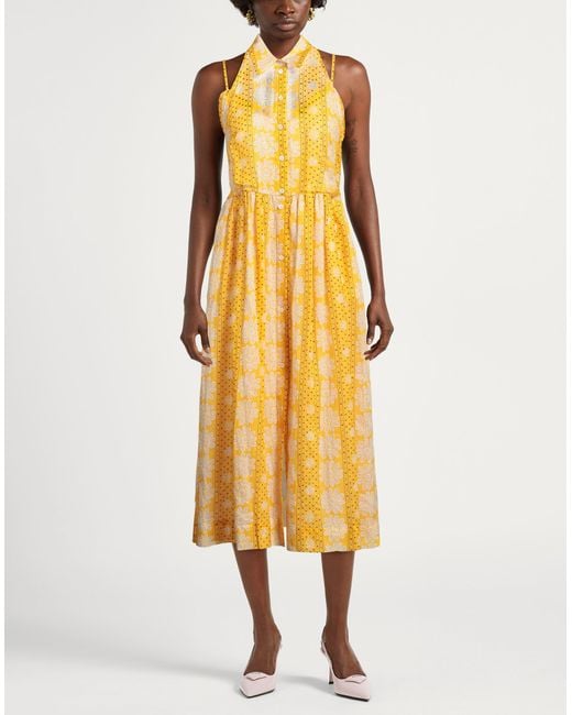 Paul & Joe Metallic Marigold Midi Dress Ramie