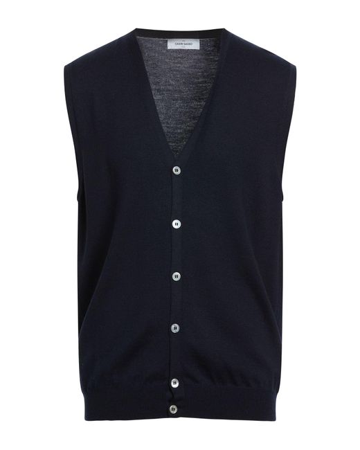 Gran Sasso Blue Midnight Cardigan Virgin Wool for men
