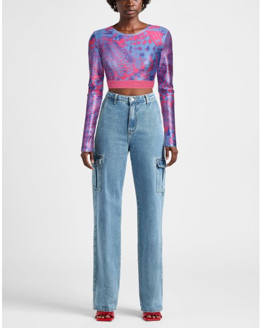 Versace Jeans Couture Purple Fuchsia Top Polyester, Elastane
