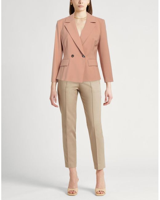 Marella Pink Camel Blazer Polyester, Virgin Wool, Elastane