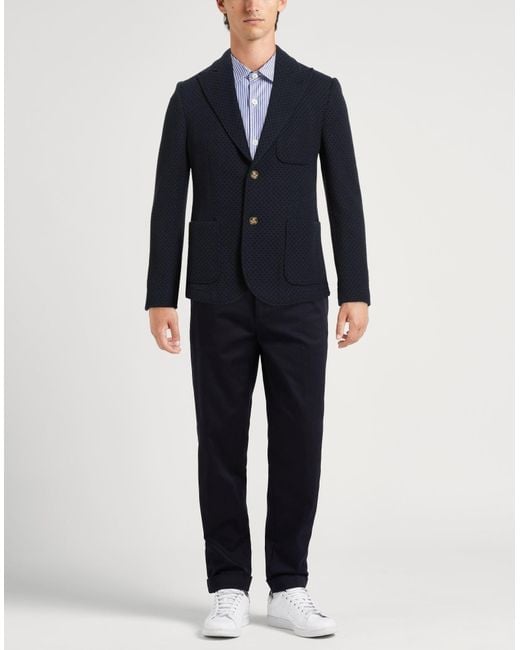 Daniele Alessandrini Blue Midnight Blazer Polyester, Wool, Cotton, Polyamide for men