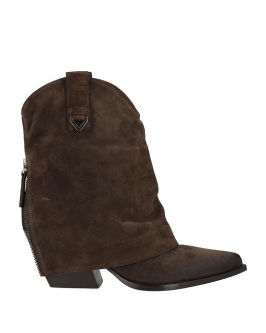 Elena Iachi Brown Dark Ankle Boots Leather