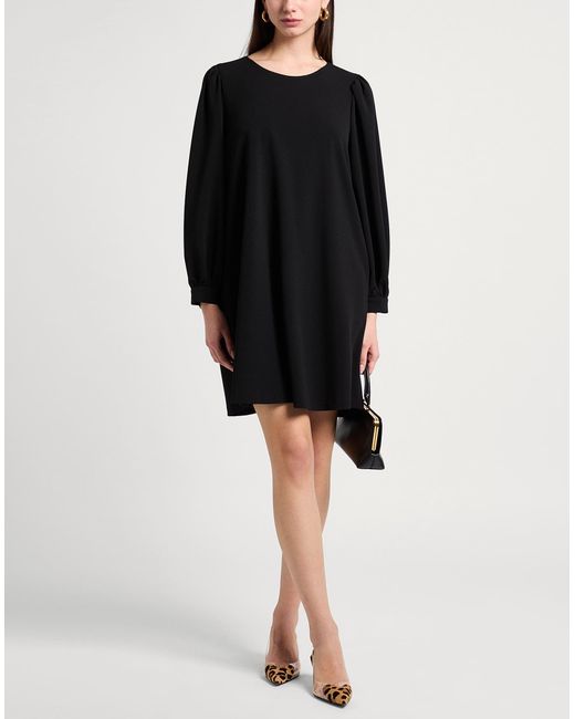 TROIS FLEURS Black Mini Dress Polyurethane, Elastane
