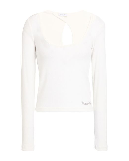 Patrizia Pepe White T-Shirt Polyester, Viscose, Elastane, Metal