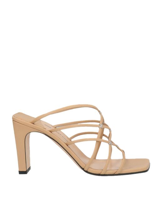 Sergio Rossi Natural Leather Square-Toe Geometric Heel Sandals