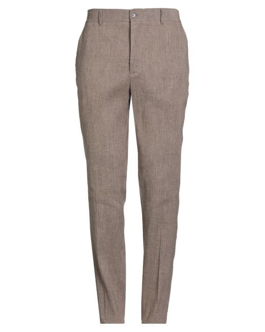 Brian Dales Gray Pants Linen, Viscose, Elastane for men