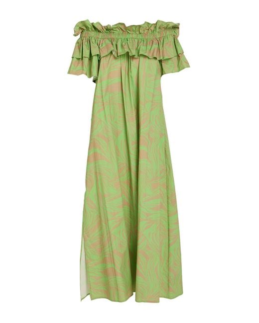 MEIMEIJ Green Lime Midi Dress Cotton, Polyester