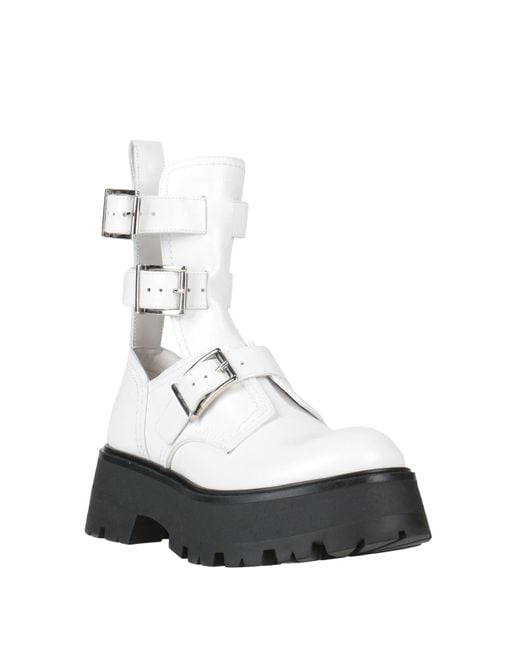 McQueen White Ankle Boots
