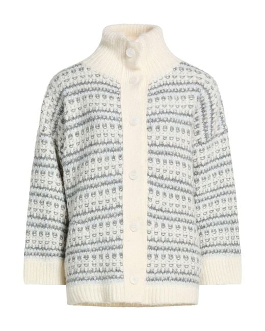Purotatto White Ivory Cardigan Wool, Polyamide, Alpaca Wool
