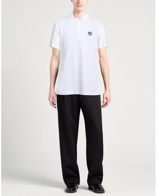 Versace White Polo Shirt Cotton, Viscose, Polyester for men