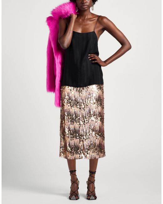 Genny Orange Copper Midi Skirt Polyester