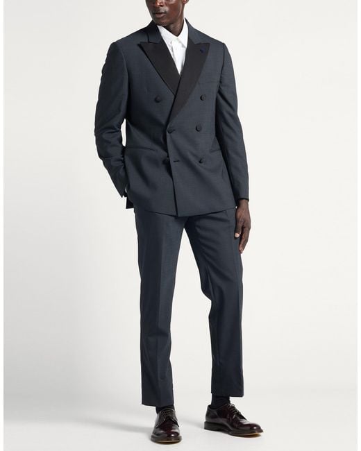 Lardini Blue Charcoal Suit Wool, Elastane for men