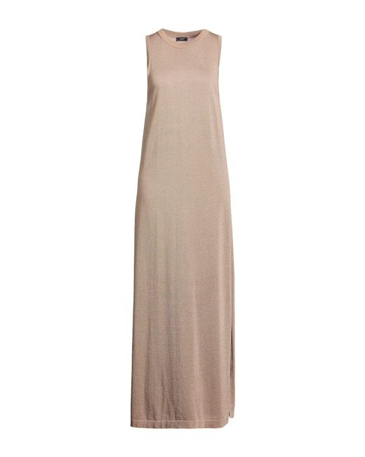 Peserico Natural Sand Maxi Dress Cotton, Viscose, Metal Fiber, Polyester