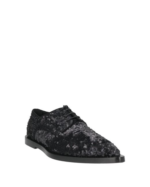Dolce & Gabbana Black Lace-Up Shoes Textile Fibers, Leather for men