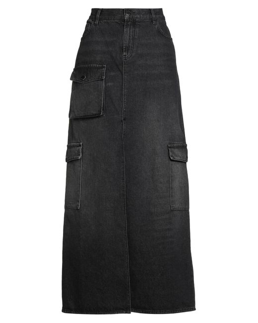 Pinko Black Denim Denim Skirt Cotton