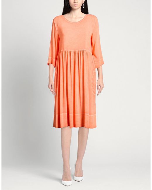 Ploumanac'h Orange Midi Dress Viscose, Polyester
