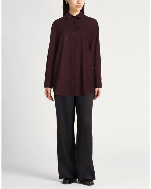 Alysi Purple Burgundy Shirt Viscose, Polyester, Wool, Elastane