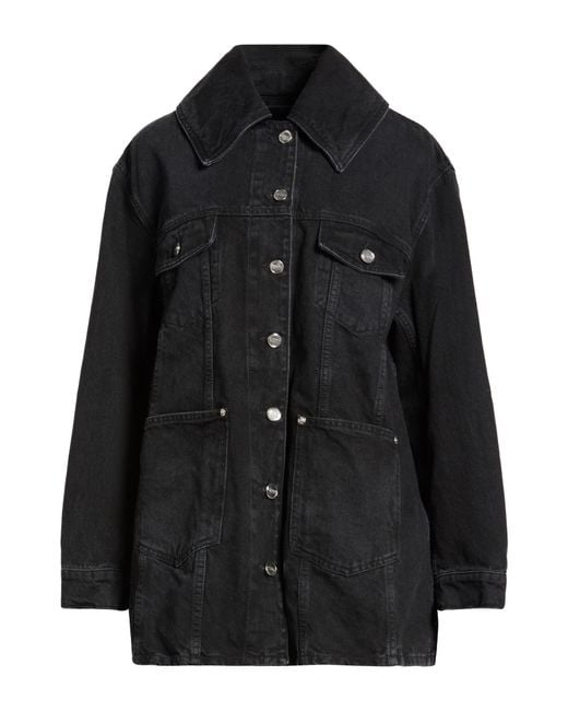 Ganni Black Denim Outerwear Organic Cotton, Recycled Cotton