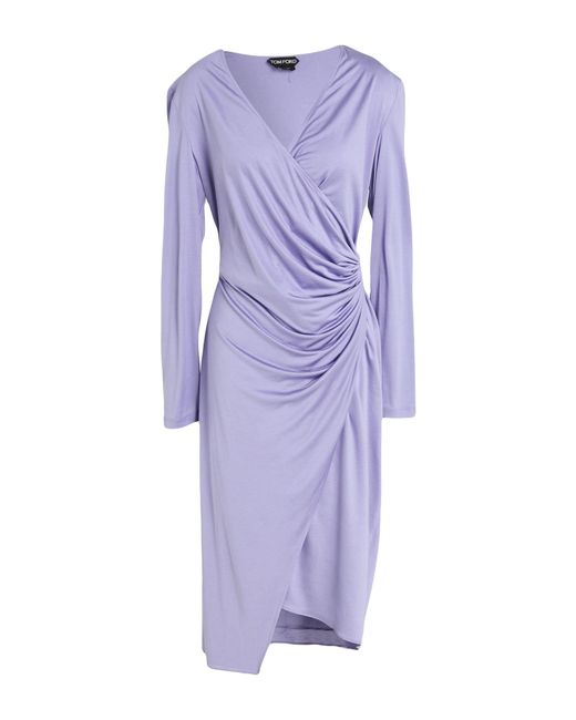 Tom Ford Purple Lilac Midi Dress Silk, Polyamide, Elastane, Polyester