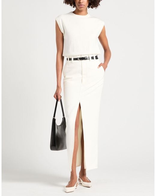 Brunello Cucinelli White Maxi Skirt Cotton, Linen